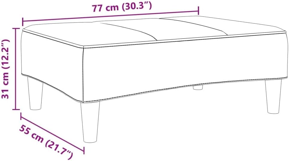 Footstool Dark Gray 30.3x21.7x12.2 Inches Fabric, Sturdy Plywood Frame Footrest for Sofa or Recliner, Cozy and Stable Stool for Living Room