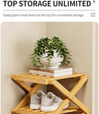 No-Assembly Bamboo Shoes Rack, Foldable Vertical Corner Shoe Organizer, Multifunctional Narrow Shoe Shelf for Entryway, Closet, Bedroom, Hallway (Brown, 5-Tier)