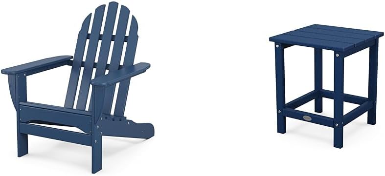 Polywood Adirondack Chair & 18" Side Table Bundle, Navy