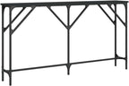 Console Table Black 55.1"x9.1"x29.5" Engineered Wood Entryway Table with Metal Frame and Adjustable Feet