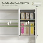 Kitchen Storage Cabinet with Multiple Doors, Drawer, Adjustable Shelves, and Open Countertop for Microwave, Toaster, or Coffee Maker – Pantry Organizer with Anti-Tip Safety Strap (White)