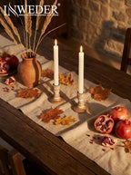 Wooden Taper Candle Holders: Wood Candlestick Holders Rustic Farmhouse Fall Decor for Living Room Dinning Table Centerpiece Christmas Set of 10