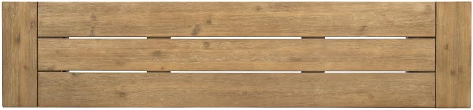 Outdoor Bench with Slat Panel Design and Acacia Wood Frame, Natural and Grey