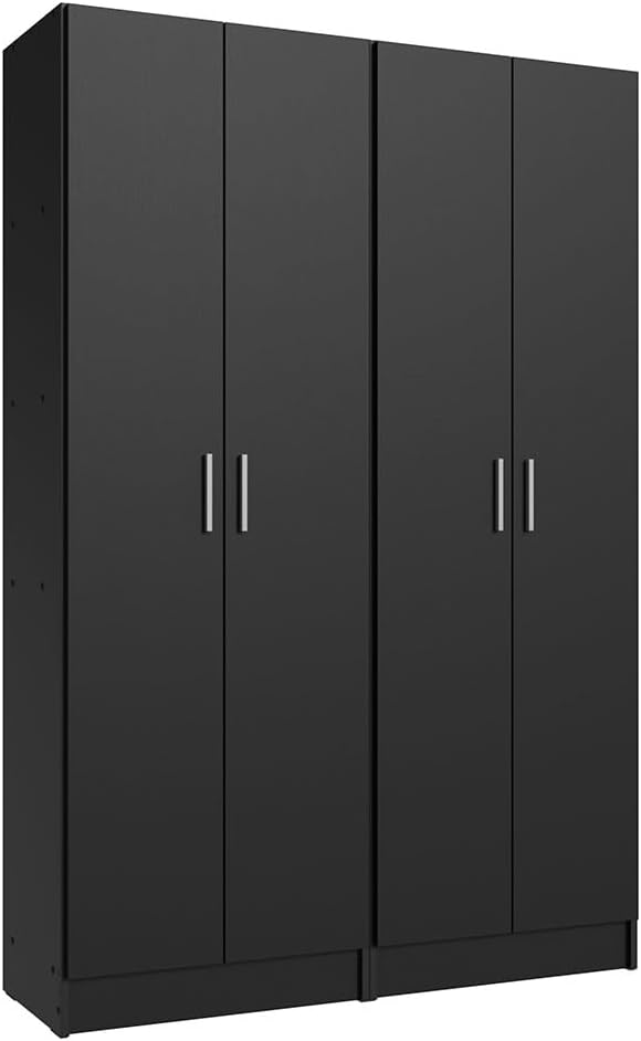 Madesa Kitchen Set 2 Pantry Storage Cabinet with 10 Utility Shelves 47" L Wooden Organization Unit for Kitchen (Black)