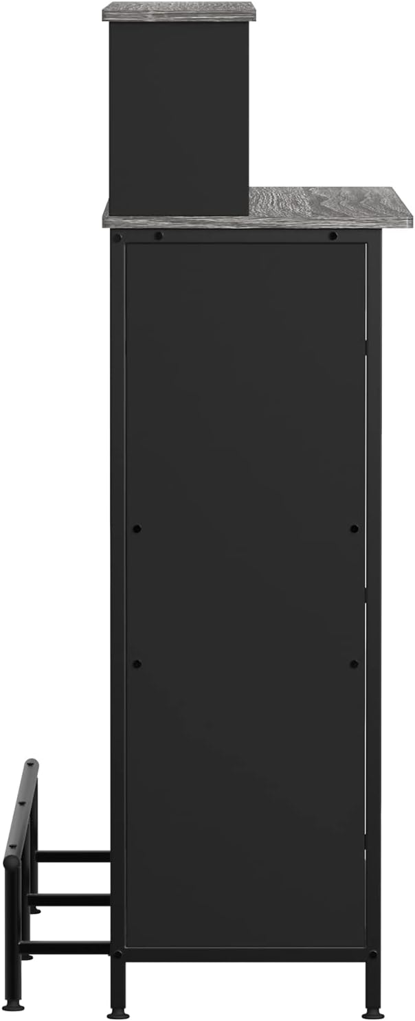 GDLF Home Bar Unit Mini Bar Liquor Cabinet with Storage and Footrest for Home Kitchen Pub (Grey)