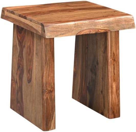 HomeRoots 23" Brown Solid Wood Square Live Edge End Table