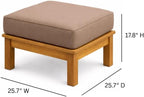 Hives & Honey Pavilion Teak Ottoman – Grade-A Teak Outdoor Footrest with Weather-Resistant Sunproof Cushion, 25.7" Square, Tan