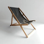 Wooden Folding Beach Chair, Outdoor Sling Chair with Beige Canvas, Portable Lounge Chair for Patio, Deck, Yard, Poolside, Beach, Balcony
