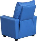 Kids Recliner with Cup Holder, PU Leather Toddler Recliner for Kids Age 1-4 w/Backrest & Footrest, Children’s Lounge Chair for Boys & Girls, Small Recliner for Bedroom Playroom Living Room (Blue)