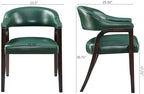 Set of 4 Faux Leather Dining Chair with Arms, 17.72" H Upholstered Accent Armchair with Rounded Back Premium Comfort Elegant Game Captain Chairs, 25.6x23.5x30.7in，Green(NO Table!)
