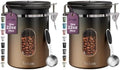 Veken Coffee Canister with Window,Airtight Stainless Steel Kitchen Food Storage Container, Date Tracker & Scoop for Grounds Coffee, Beans, Tea,Flour,Cereal,Sugar,22OZ,Copper (Pack of 2)