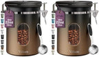 Veken Coffee Canister with Window,Airtight Stainless Steel Kitchen Food Storage Container, Date Tracker & Scoop for Grounds Coffee, Beans, Tea,Flour,Cereal,Sugar,22OZ,Copper (Pack of 2)