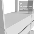 Madesa Kitchen Pantry Storage Rack with 4 Drawers 4 Shelves and 2 Hanging Rods 55" L Modular Multiuse Cabinet for Kitchen Organization - White