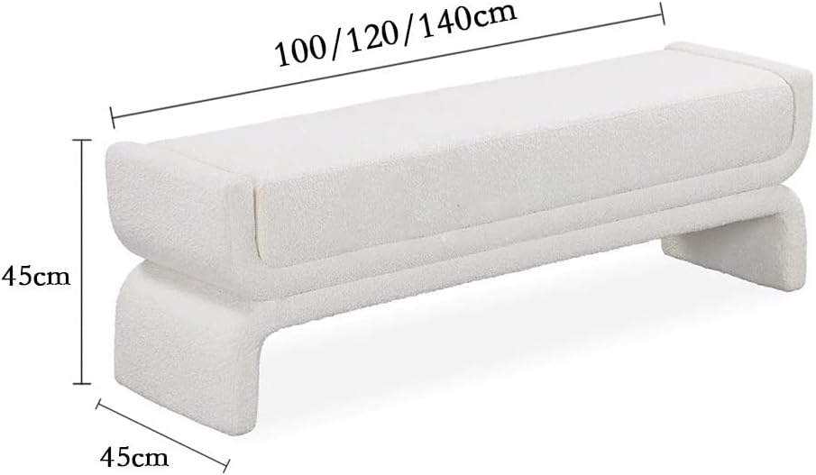 Modern Bedside Stool Bedroom Bench Simple Special-Shaped Living Room Long Home Shoe Changing Entryway(White,Small)