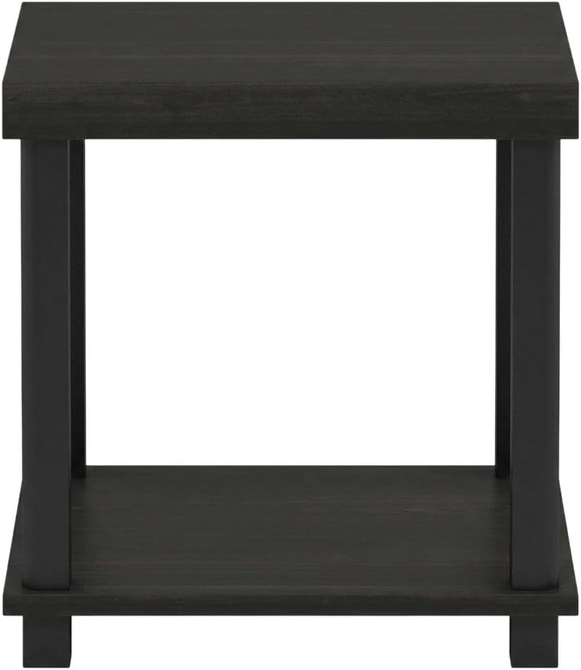 Furnifact Espresso, End Side Table, Wood Construction, Open Shelf, Durable Home Design, Warm Stylish Finish, Quality Build for Home