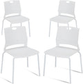 White Stackable Chairs Set of 4, Modern Office Guest Chair Wide Seat, Stackable Dining Chairs, Plastic Chair for Conference Room, Living Room, Waiting Area, Classroom.