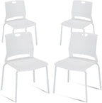 White Stackable Chairs Set of 4, Modern Office Guest Chair Wide Seat, Stackable Dining Chairs, Plastic Chair for Conference Room, Living Room, Waiting Area, Classroom.