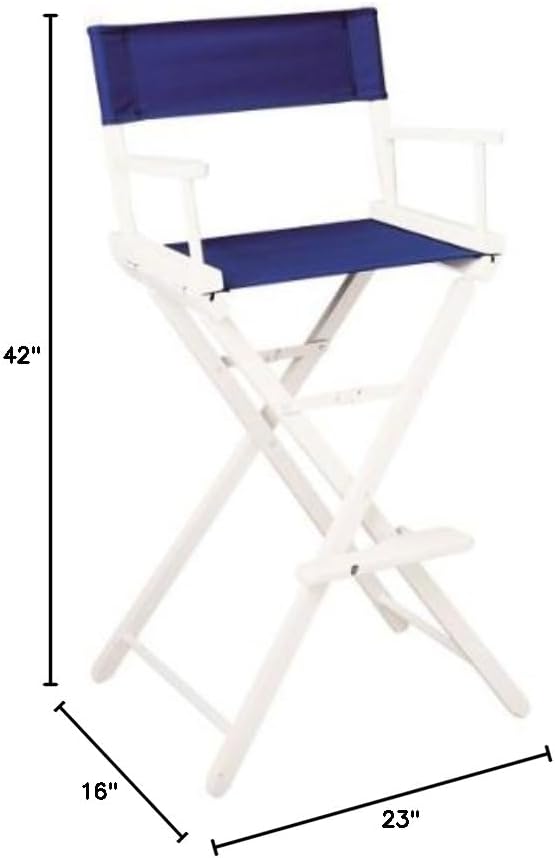 TLT Personalized Imprinted Contemporary 30 Inch Bar Height White Frame Director's Chair - White