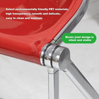 Acrylic Folding Stool Transparent Ergonomic Chair Stackable Dining Metal Frame for Balcony Dining Room(Red)