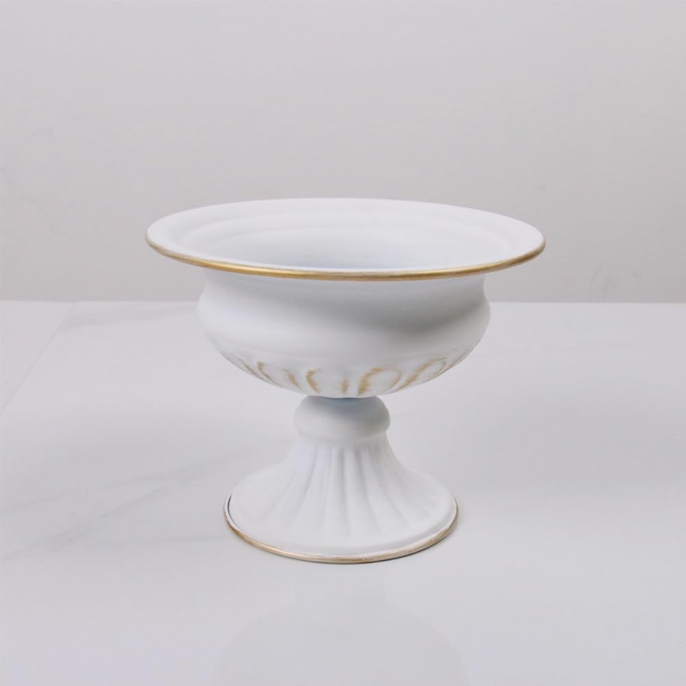 8Pcs White Compote Vases for Centerpieces, 4.7in Small Flower Vases | No Leakage, Rust-free, Metal Urn Vase, for Wedding, Birthday, Daily Home Decor, Christmas