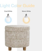 HomePop 19" Round Storage Ottoman - Cream Textural Woven