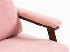 Rocking Chair for Nursery, Upholstered Glider Cozy Rocking Chair for Adult, Mid Century Modern Lounge Chairs with Wood Frame, Ideal for Living Room Bedroom, Light Pink