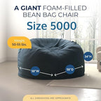 ULTIMATE SACK 5000 5-Foot Bean Bag Chair with Footstool, Cloud Suede Cover – Oversized Foam Lounger, Floor Seat, Small Sofa, or Couch Bed for Living Area, Gaming Room, or Reading Lounge