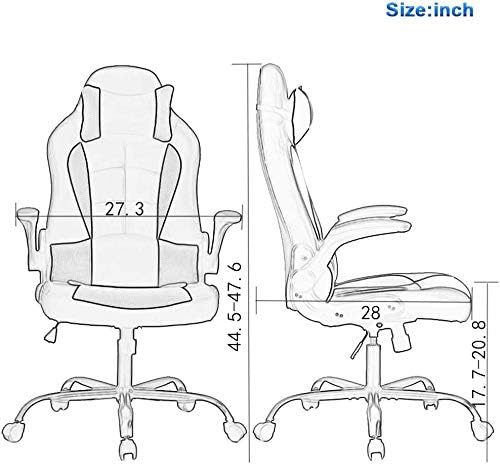 Meet Perfect Gaming Chair Ergonomic Office Desk - Leather Computer Chair With Lumbar Support and Head Pillow - Modern Executive Adjustable Rolling Swivel Task Chair for Home Office, Grey