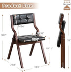 2-Pack Folding Dining Chairs with Cushion,Faux Leather Padded Foldable Dining Chairs,Portable Wooden Folding Chairs for Dining Rooms Kitchen Wedding and Party Indoor Black