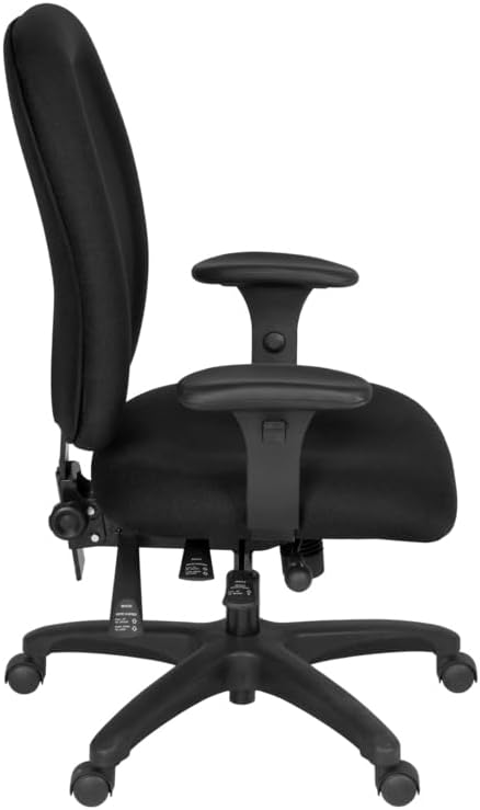 Romig Comfort Series High-Back Multifunctional Fabric Computer Task Chair with Adjustable Arms - Black