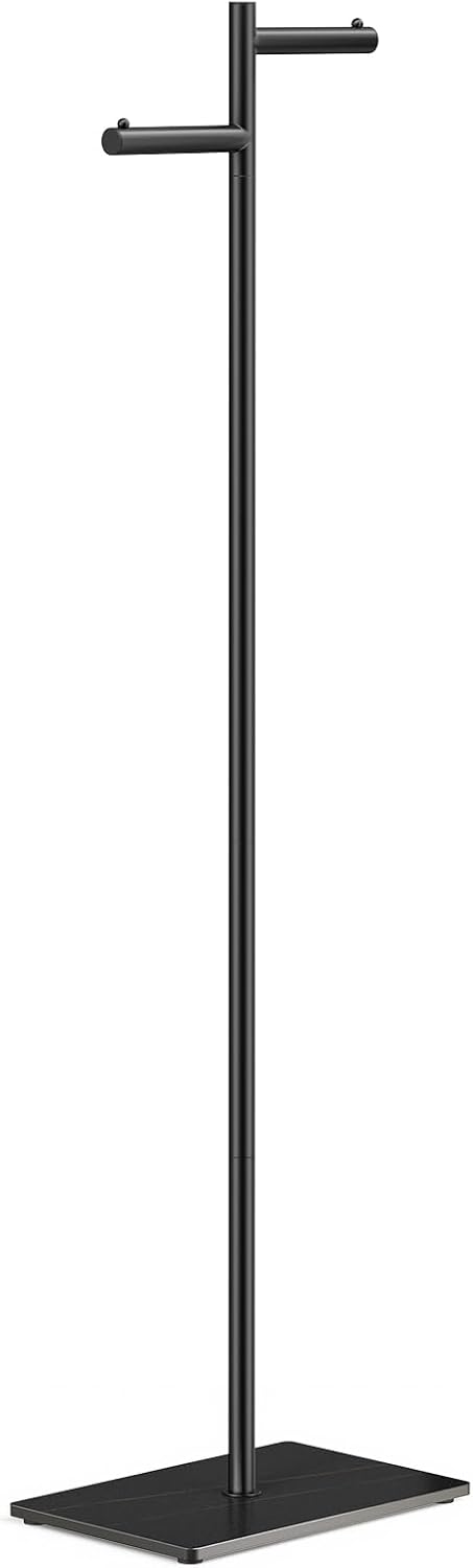Metal Freestanding Coat Rack, 68.9"H Z-Shaped Coat Tree with Natural Rock Base, Modern Clothes Hanger Stand for Coats, Hats, Bags & Scarves, Ideal for Entryway, Bedroom, Office & Living Room