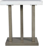 Pemberly Row Square Marble End Table, 22 x 22 x 25 in, Natural White Marble Top, Dark Gray Wood Base, Contemporary Design, Stylish Support Legs for Living Room or Bedroom Decor