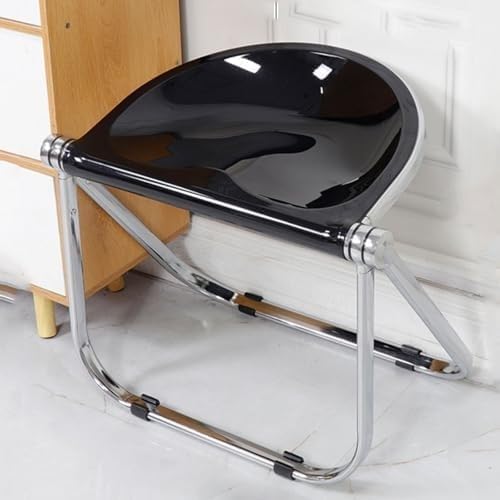 Acrylic Folding Stool Transparent Ergonomic Chair Stackable Dining Metal Frame for Balcony Dining Room(Red)