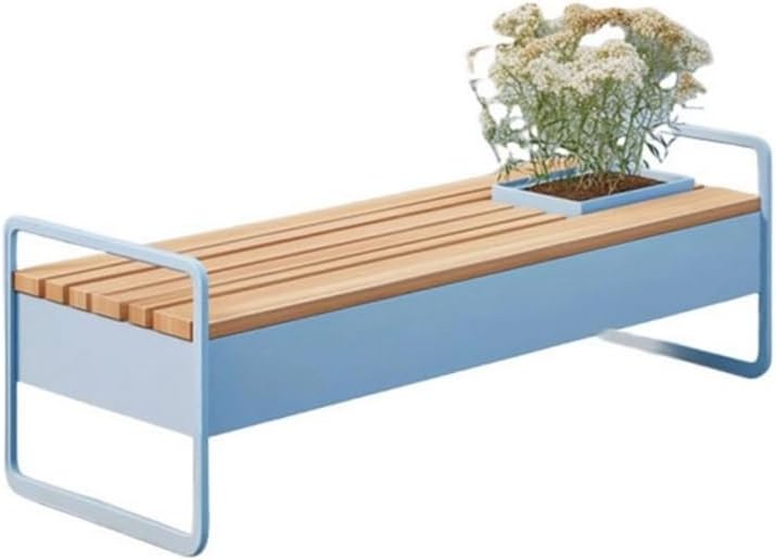 Outdoor Bench, Stainless Steel & Solid Wood Outdoor Bench – Park, Garden & Patio Chair Garden Bench(200cm)