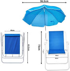 Kids Outdoor Folding Beach Chair Set with Parasol, Blue, Suitable for Camping, Lawn, Concert