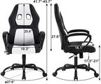 Office Chair Gaming Chair Desk Chair Ergonomic High Back Massage Computer Chair with Lumbar Support & Comfort Armrest PU Leather Rolling Task Racing PC Swivel Executive Chair for Men Women, White