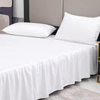 TSUTOMI Bed Skirt Queen Size Ruffled Bed Skirt with Split Corners, 14 Inch Drop Dust Ruffle Bed Skirts with Platform, Gathered Style, 100% Microfiber, White