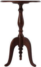 Beaumont Lane Traditional Round Wood Pedestal Side Table, 18" W x 28.5" H, Solid Mango Construction, Medium Brown Finish, Cabriole Legs, Turned Base, Living Room, Bedroom, or Office Accent Table