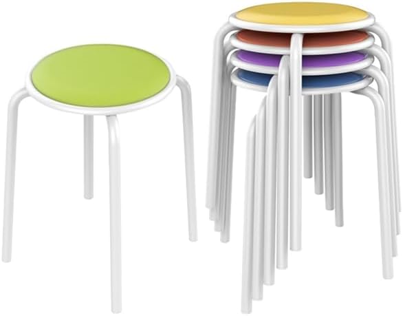 Yaheetech 5PCS Metal Stack Nesting Stools with Padded Seats Backless Stool for Home Kitchen 17.7in Height