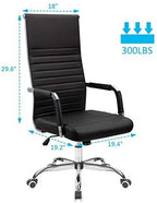 Tuoze Office Chair High Back Leather Desk Chair Modern Executive Ribbed Chairs Height Adjustable Conference Task Chair with Arms (Black)