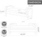 Corduroy Storage Soft Bench - Armrests, Backrest & 2 Bolster Pillows for Living Room Entryway Bedroom (65.35", Ivory)
