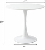Round Dining Table, 24" Circle Pedestal Table with Thickened Tabletop & Metal Pedestal, Mid-Century Modern Coffee Table for Living Room, Kitchen, Small Places, White