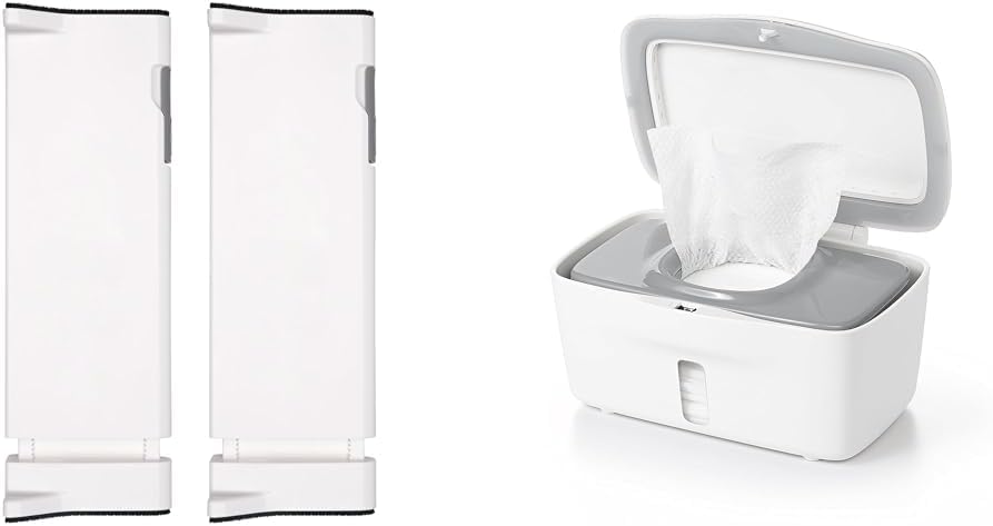 OXO Tot Expandable 4 Pack Dresser Drawer Divider and Gray 1 Count Perfect Pull Wipes Dispenser Bundle