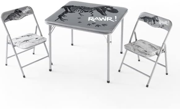 Heritage Kids Dinosaur 3 Piece Table and Chair Set, Grey