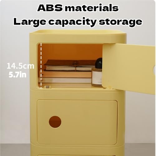Square ABS Nightstand with Drawers, Modern Style Side Table, Bedside Table with Round Handle, Small Storage Cabinet for Bedroom, Office and Living Room(Green,Small)