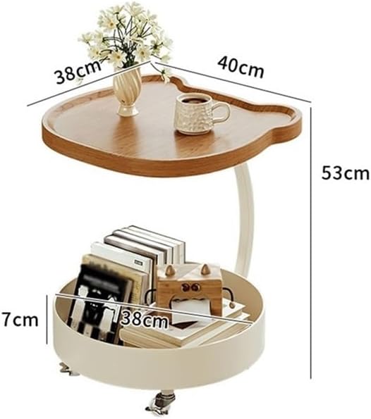 Movable Sofa Side Table Cute Minimalist Small Trolley Living Room Corner Wheeled Shelf Nightstand Small Side Table
