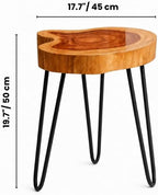 Live Edge Round Wood End Table – Solid Wood Side Table with Mid-Century Hairpin Legs – Unique Handmade Nightstand, Plant Stand for Bedroom, Living Room & Studio Decor