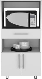 24.4" D*16.53" W*48.03" H Freestanding Kitchen Pantry with Dawer, 2 Open Shelves, Lower Double Door, Rectangular Storage Cabinet, Modern Minimalist, for Living Room, Dining Room, White