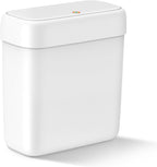 MOPALL Small Bathroom Trash Can with Lid, 2.6 Gallons / 10 L Slim Plastic Garbage Bin with Pop-Up Lid, Mini Waste Basket Can Dog Proof for Kitchen, Bedroom, Office, Laundry, Toilet, Rv, White