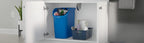 Rubbermaid Undercounter Small Trash Can, 2 Pack Blue and Black for Recycling/Waste, 9.4-Gallon, Fits under Sink/Desk/Cabinet for use in Kitchen/Bathroom/Office
